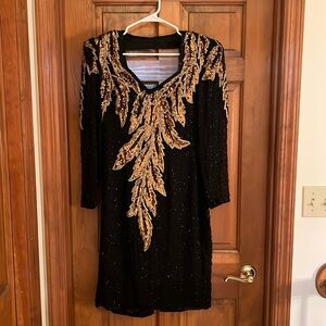 Elegant Black and Gold Women's Dress